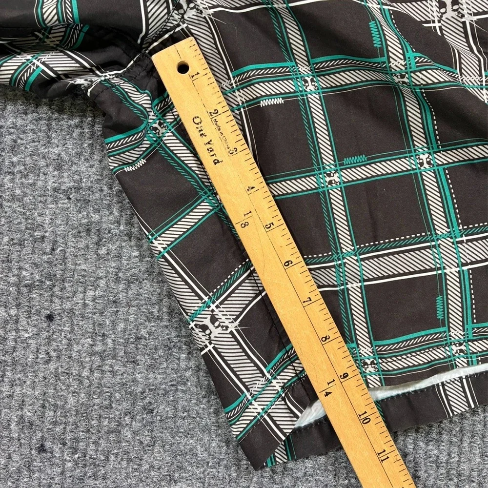 Joe Boxer Mens Swim Shorts Size XL Plaid Black Teal Drawstring Lined‎ Pockets